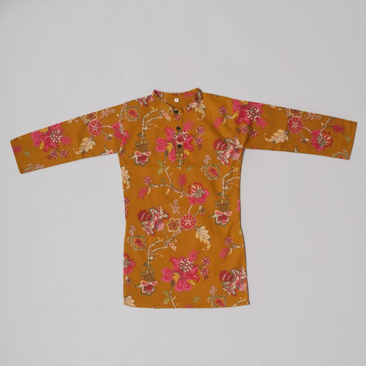 Boys Golden Mustard Kurta Pyjama