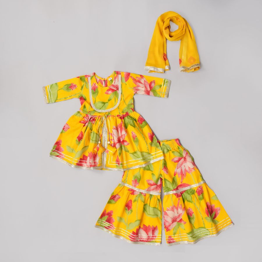Yellow Floral Sharara