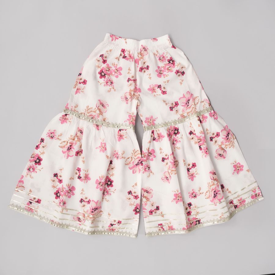 White Red Floral Sharara