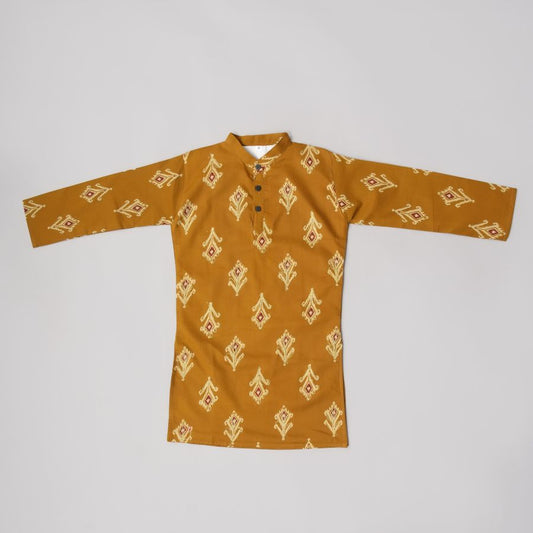 Boys Mustard with Zari Kurta Pyjama