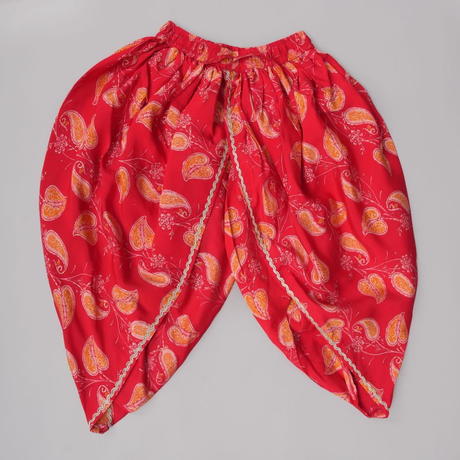 Vibrant Red Kurti Dhoti