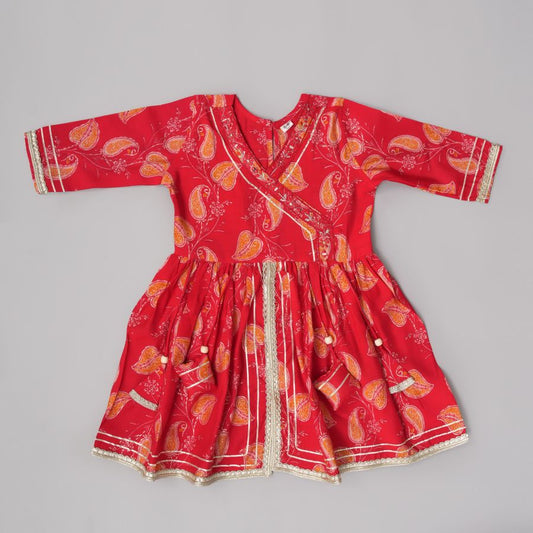Vibrant Red Kurti Dhoti