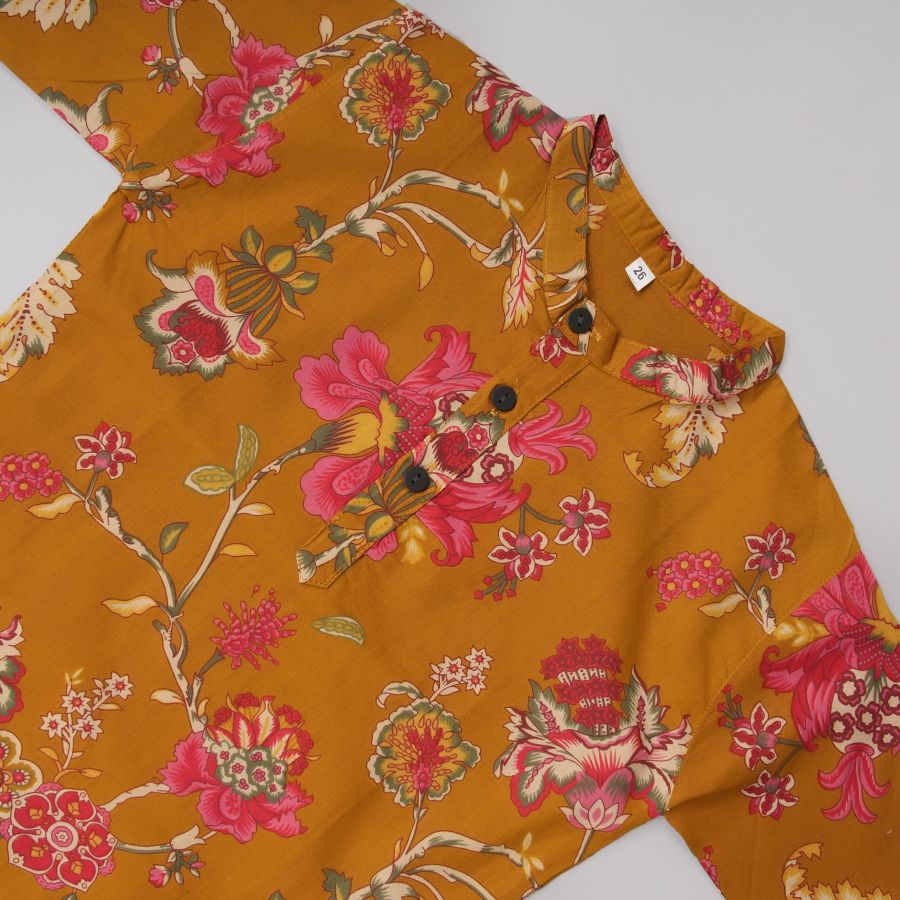 Boys Golden Mustard Kurta Pyjama