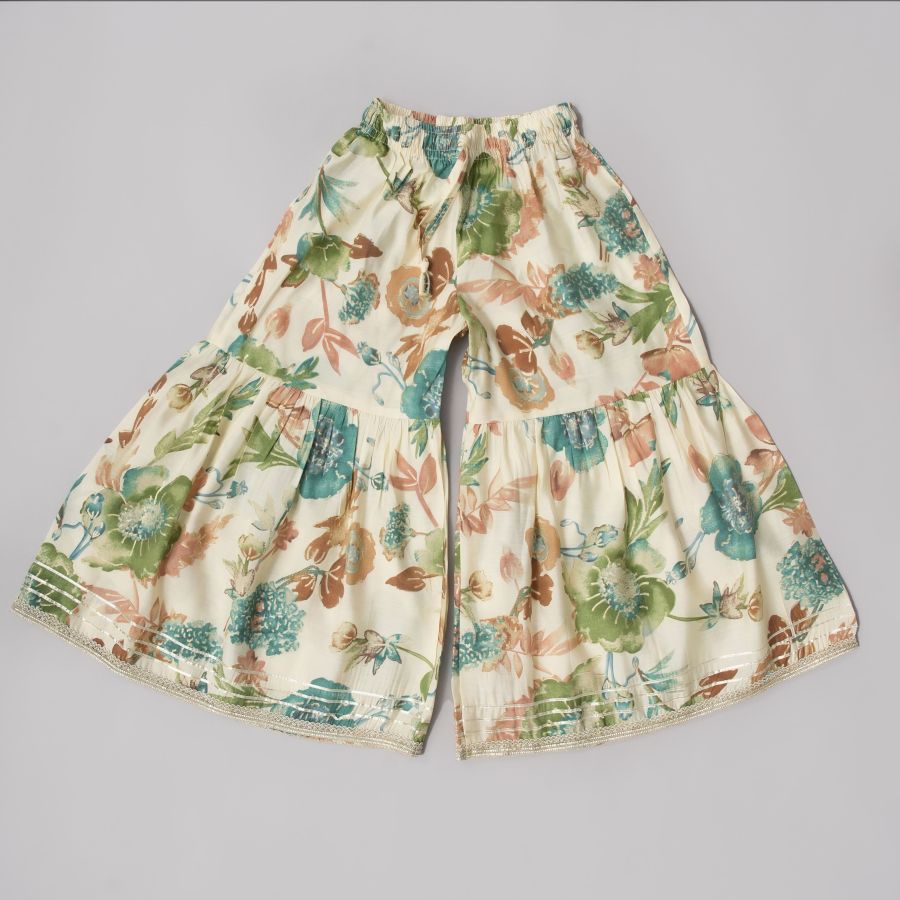 Cream Floral Sharara