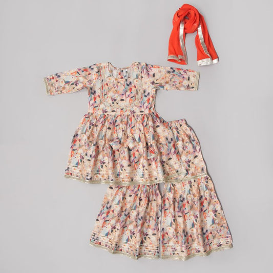 Multi Color Floral Sharara