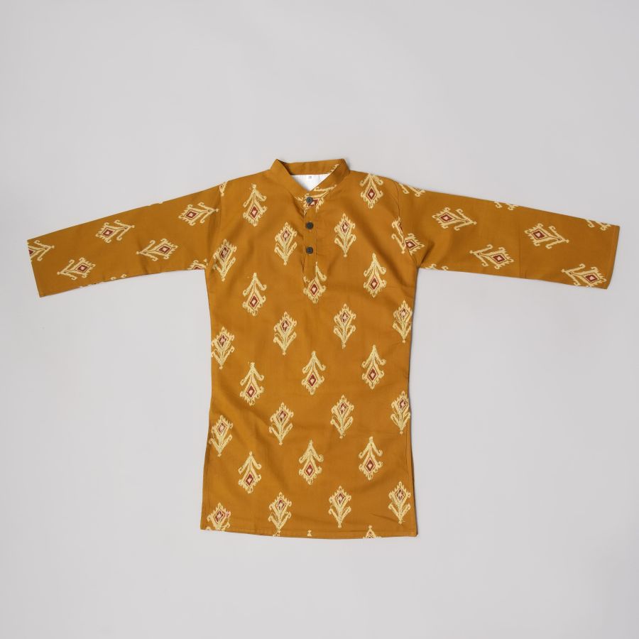 Boys Mustard with Zari Kurta Pyjama