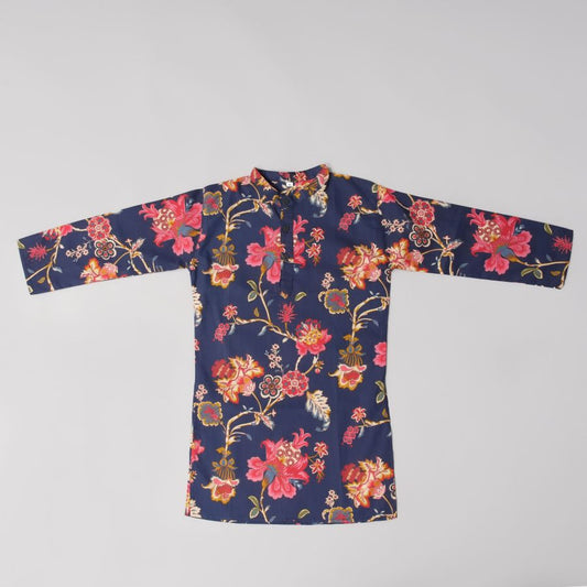 Boys Blue Printed Kurta Pyjama