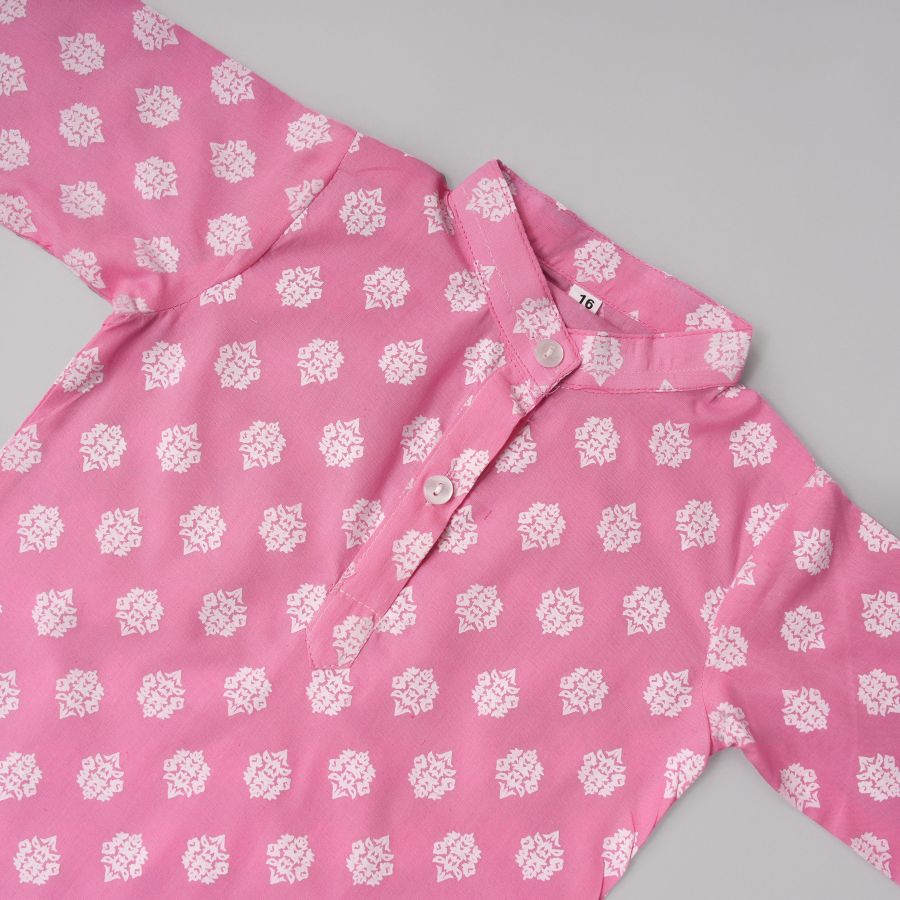 Boys Handsome Printed Pink Dhoti Kurta