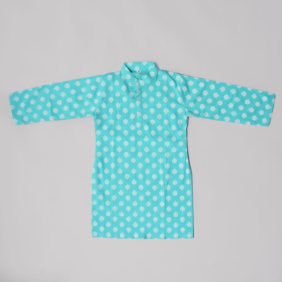 Boys Handsome Printed Green Dhoti Kurta