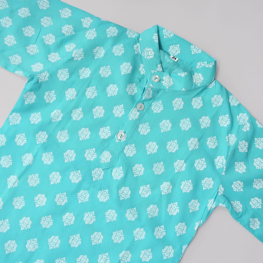 Boys Handsome Printed Green Dhoti Kurta