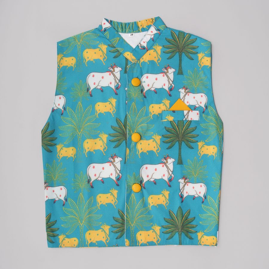 Boys Traditional Cow Pichwai Kurta Pyjama